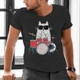 Cat Wearing Sunglasses Playing Drums Drum Kit Musician Men's V-Neck T-Shirt