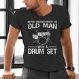 Cool Drummer Art Men Dad Drum Set Player Drum Kit Musician Men's V-Neck T-Shirt