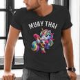 Cute Muay Thai Unicorn Men's V-Neck T-Shirt
