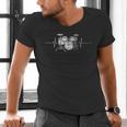 ECG Heartbeat Music Lovers Drumsticks Drum Kit Men's V-Neck T-Shirt ECG Heartbeat Music Lovers Drumsticks Drum Kit Men's V-Neck T-Shirt