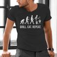 Grill Eat Repeat BBQ Dad Evolution Barbecue Men's V-Neck T-Shirt