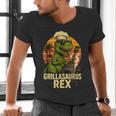 Grilling Dinosaur Grillasaurus T-Rex BBQ Dad Joke Men's V-Neck T-Shirt