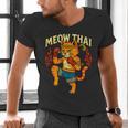 Meow Thai Muay Thai Cat Fighter Pun Dad Joke Men's V-Neck T-Shirt