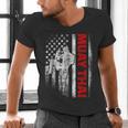 Muay Thai Boxing US American Flag Men's V-Neck T-Shirt