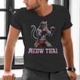 Muay Thai Cat Meow Thai Boxing Men's V-Neck T-Shirt
