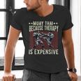 Muay Thai Fighter For Men Dad Boys Thai Kickboxing Fighting Men's V-Neck T-Shirt