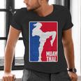 Muay Thai Fighter Retro Kickboxing Training MMA Men's V-Neck T-Shirt