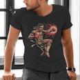 Muay Thai Fighter Southpaw Stance Minimal Silhouette Clean Men's V-Neck T-Shirt Muay Thai Fighter Southpaw Stance Minimal Silhouette Clean Men's V-Neck T-Shirt