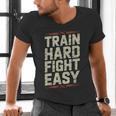 Muay Thai Fighter Train Hard Fight Easy Training Motivation Men's V-Neck T-Shirt