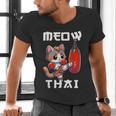 Muay Thai Meow Thai & Thai Boxing Muay Thai Cat Men's V-Neck T-Shirt
