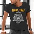 Muay Thai Sak Yant MMA Tattoo Tiger Lion Knife Martial Art Men's V-Neck T-Shirt