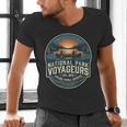 National Park Voyageurs Retro Sunset Canoe Paddling Badge Men's V-Neck T-Shirt National Park Voyageurs Retro Sunset Canoe Paddling Badge Men's V-Neck T-Shirt