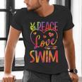 Peace Love Swim Swimming Tie Dye Swimmer Swimming Swim Team Men's V-Neck T-Shirt