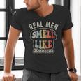 Real Men Smell Like Barbecue Grilling BBQ Dad Graphic Men's V-Neck T-Shirt
