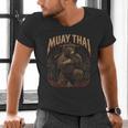 Retro Nak Muay Muay Thai Fighter Thai Boxing Gym Bear Men's V-Neck T-Shirt Retro Nak Muay Muay Thai Fighter Thai Boxing Gym Bear Men's V-Neck T-Shirt