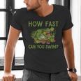 Swimmer Crocodile Swimming Humor How Fast You Can Swim Men's V-Neck T-Shirt Swimmer Crocodile Swimming Humor How Fast You Can Swim Men's V-Neck T-Shirt