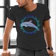 Swimming Dolphin Maori Sun Tribal Waves 2-Sided Men's V-Neck T-Shirt