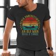 Never Underestimate An Old Man With a Canoe Retro Sleeveless Men's V-Neck T-Shirt