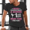 Never Underestimate A Woman Thai Boxing Muay Thai Fighter Men's V-Neck T-Shirt Never Underestimate A Woman Thai Boxing Muay Thai Fighter Men's V-Neck T-Shirt