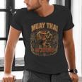 Vintage Muay Thai Thai Boxing Nak Muay Fighter Art Men's V-Neck T-Shirt