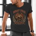 Weathered Muay Thai Fighter Thai Boxing Warrior Art Men's V-Neck T-Shirt