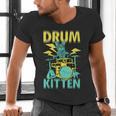 Women's Cute Drummer Cat Drum Kitten Men's V-Neck T-Shirt Women's Cute Drummer Cat Drum Kitten Men's V-Neck T-Shirt