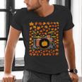Women's Drum Kit With Leaves Fall Drummer Autumn Musician Men's V-Neck T-Shirt