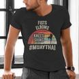 Women's Retro Muay Thai Martial Arts Fighter Graphic Men's V-Neck T-Shirt