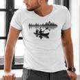 Canoe Silhouette Forest Lake Reflection Men's V-Neck T-Shirt Canoe Silhouette Forest Lake Reflection Men's V-Neck T-Shirt