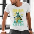 Cute Drummer Cat Drum Kitten Men's V-Neck T-Shirt