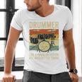 Drummer Better Timing Retro Vintage Sunset Drum Kit Graphic Men's V-Neck T-Shirt Drummer Better Timing Retro Vintage Sunset Drum Kit Graphic Men's V-Neck T-Shirt