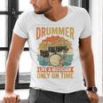 Drummer Like a Musician Only On Time Vintage Sunset Drum Kit Raglan Baseball Tee Men's V-Neck T-Shirt