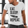 Eat Sleep Canoe Repeat Canoeing Outdoors Raglan Baseball Tee Men's V-Neck T-Shirt