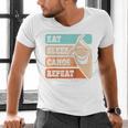 Eat Sleep Canoe Repeat Vintage Canoeing Canoeist Men Boys Raglan Baseball Tee Men's V-Neck T-Shirt