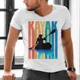 Kayaking Kayak Retro Art Canoe Raglan Baseball Tee Men's V-Neck T-Shirt