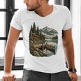 Lakeside Canoe Cabin Escape Scene Men's V-Neck T-Shirt Lakeside Canoe Cabin Escape Scene Men's V-Neck T-Shirt