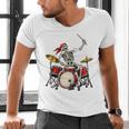 Skeleton Drummer Skull Drum Kit Halloween Raglan Baseball Tee Men's V-Neck T-Shirt Skeleton Drummer Skull Drum Kit Halloween Raglan Baseball Tee Men's V-Neck T-Shirt
