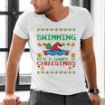 Swimming Christmas Party Swim Swimmer Christmas Ugly Style Men's V-Neck T-Shirt