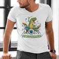 T-Rex Drumming With Drum Kit And Musical Notes Men's V-Neck T-Shirt T-Rex Drumming With Drum Kit And Musical Notes Men's V-Neck T-Shirt