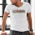Trendy Canoe Silhouette Colourful Landscape Raglan Baseball Tee Men's V-Neck T-Shirt