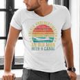 Never Underestimate An Old Man With a Canoe Retro Raglan Baseball Tee Men's V-Neck T-Shirt