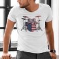 USA Patriotic Drum Kit American Flag Drum Set Men's V-Neck T-Shirt
