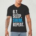 67 Sleep Swim Repeat Swimming Swimmer 67 Meme Men's V-Neck T-Shirt