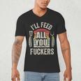 BBQ Dad Joke Retro Vintage I'Ll Feed All You Fuckers Men's V-Neck T-Shirt