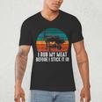 BBQ Dad I Rub My Meat Before I Stick It In Offset Smoker Pit Men's V-Neck T-Shirt