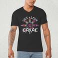 Canoe Boat Paddling Sport Kayaker Live Love Kayak Kayaking Men's V-Neck T-Shirt
