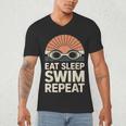 Eat Sleep Swim Repeat Swimmer Swimming Men's V-Neck T-Shirt Eat Sleep Swim Repeat Swimmer Swimming Men's V-Neck T-Shirt
