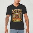 Eatin Beef Blastin Queefs BBQ Dad Grill Cookout Meme Men's V-Neck T-Shirt