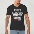 Fist Elbows Knees Shins Martial Arts Muay Thai Men's V-Neck T-Shirt Fist Elbows Knees Shins Martial Arts Muay Thai Men's V-Neck T-Shirt