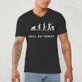 Grill Eat Repeat BBQ Dad Evolution Cookout Men's V-Neck T-Shirt